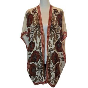 MAX STUDIO Women Short Sleeve Ruana /Kimono/Coverup  Sz: S Rust/Brown